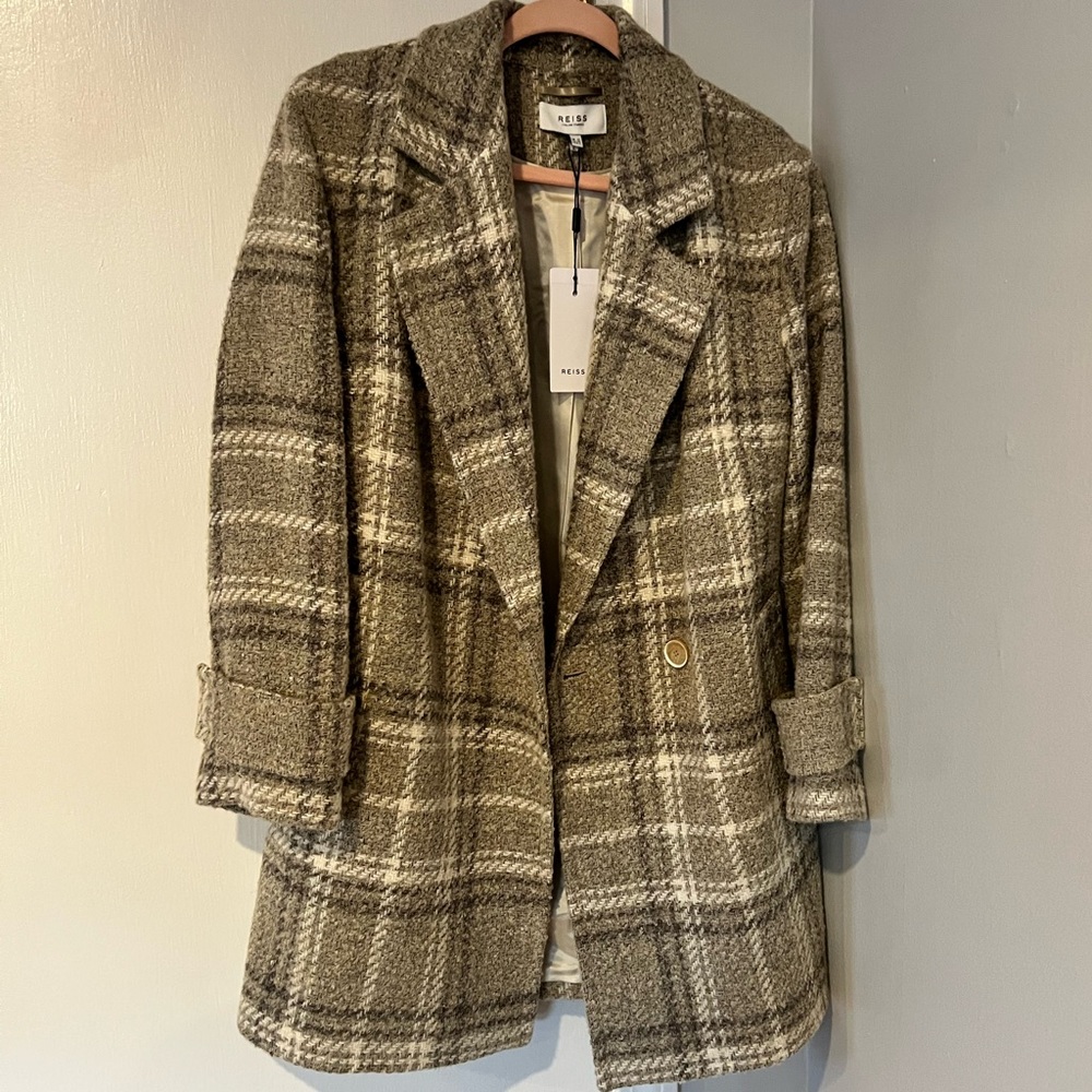 Reiss Plaid Wool Coat